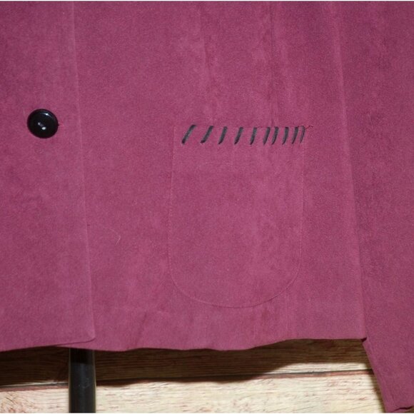 R&K Originals Vintage Plum Purple Faux Suede Button Front Jacket Size 26W Pocket - Picture 5 of 10